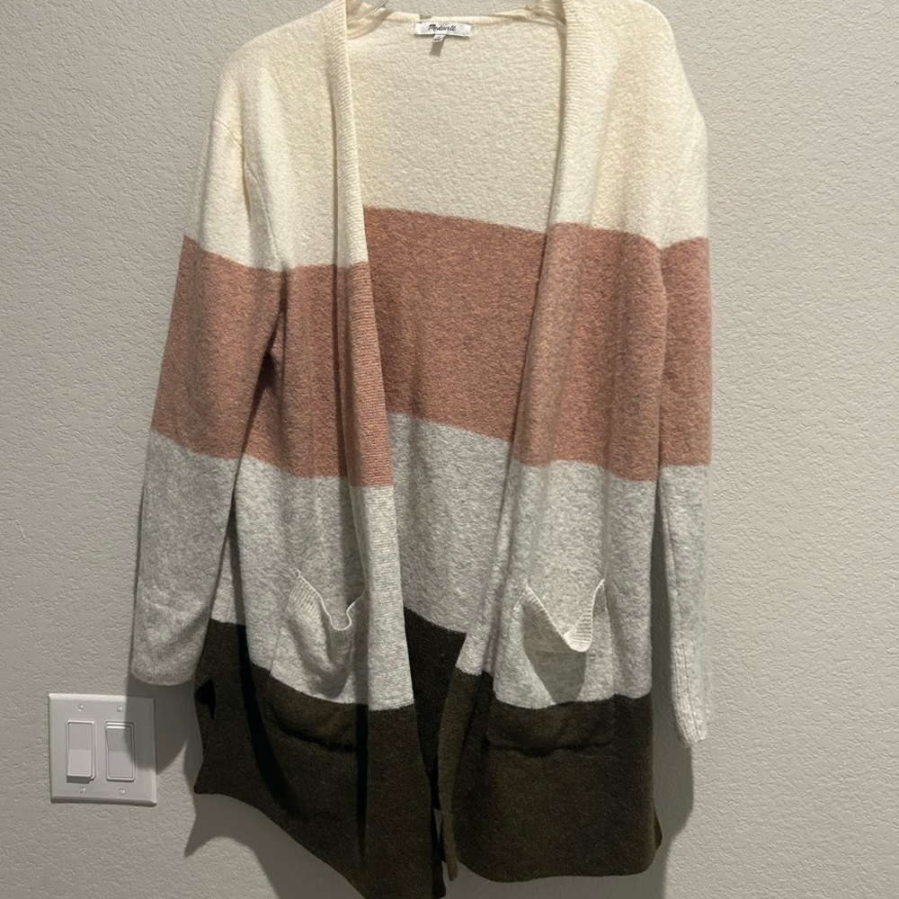 Madewell Colorblock Cardigan - Cream, Pink, Gray, Brown